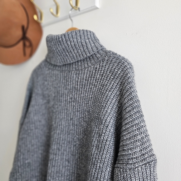 Nine West Chunky Knit Turtleneck Tunic Cozy Sweater Pullover Gray Size XXL - Picture 9 of 15